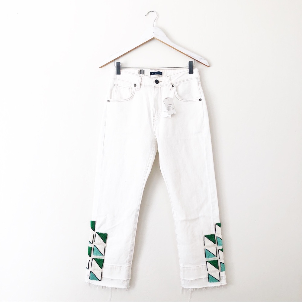 Levi’s White Beaded Lmc Slim Crop Jeans - Picture 3 of 8